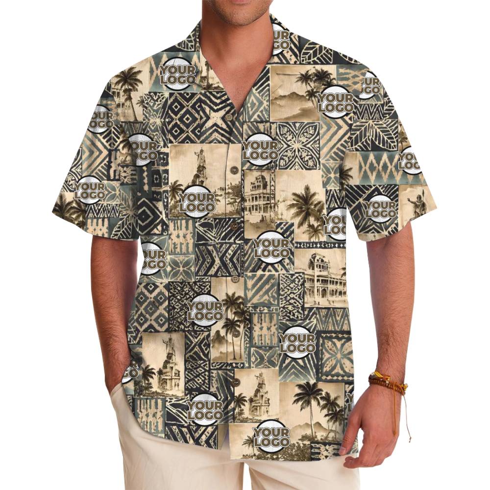 Custom Retro Hawaiian Shirt with Vintage Patterns and Logo Placement - variant image 1