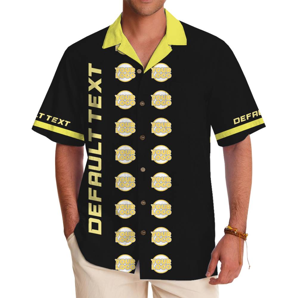 Customizable Corporate Hawaiian Shirt with Yellow Collar and Logo - variant image 1