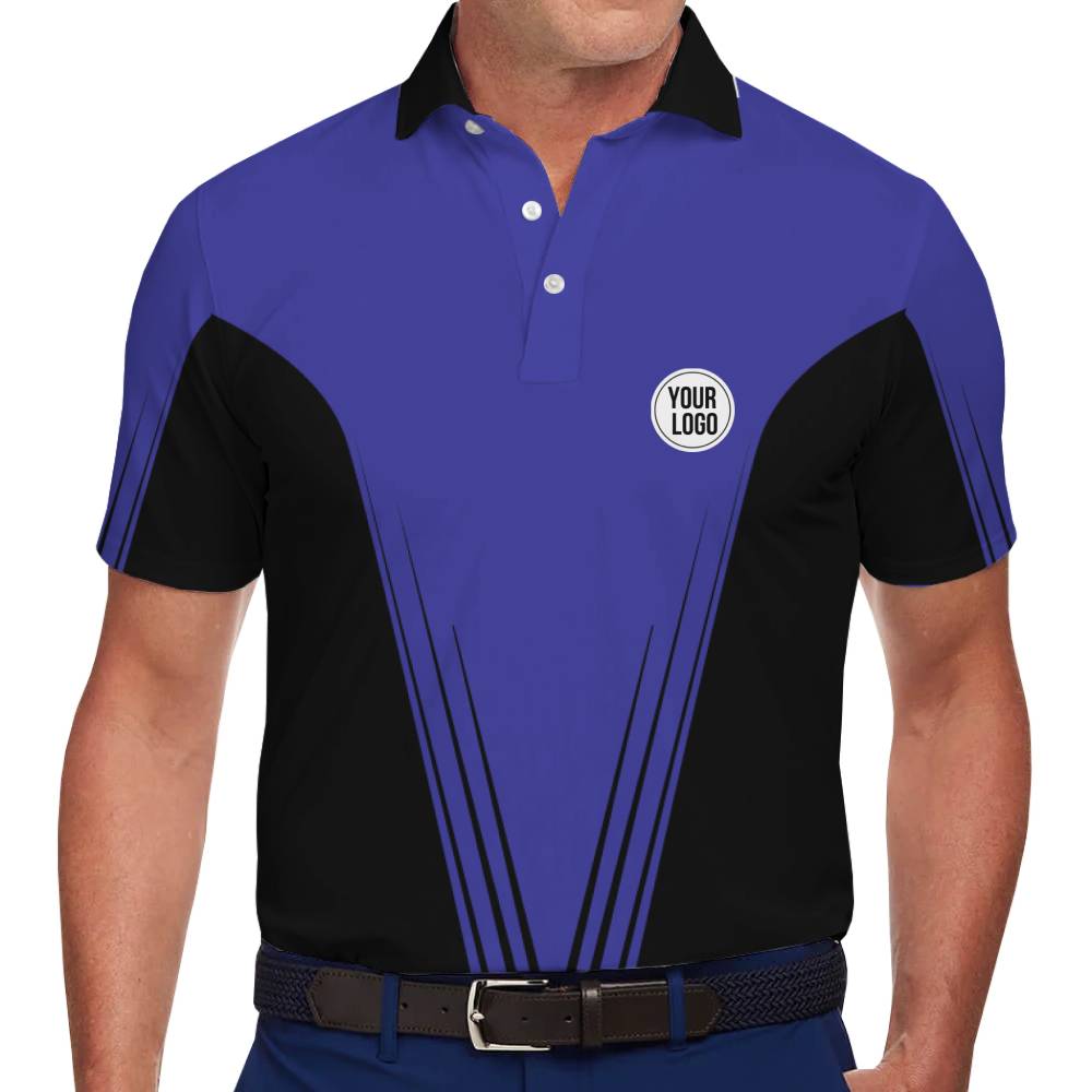 Custom Two-Tone Blue Polo Shirt with Personalized Logo Placement - variant image 1