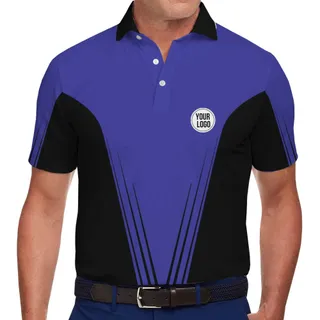 Custom Two-Tone Blue Polo Shirt with Personalized Logo Placement
