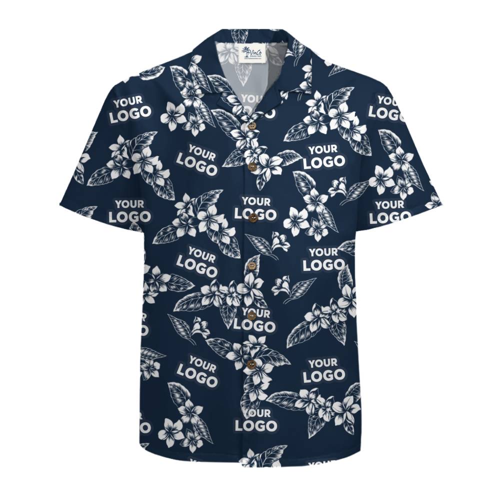 Custom Logo Coastal Flower Hawaiian Shirt With Live Preview