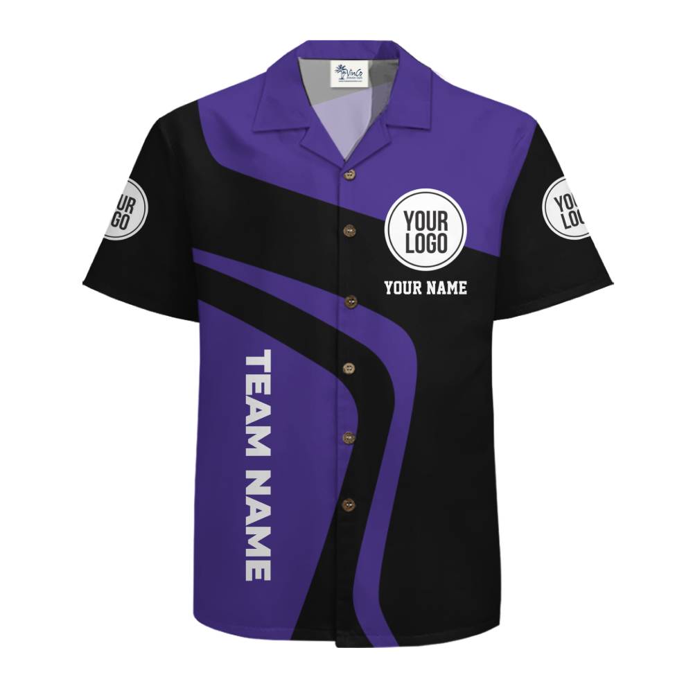 Custom Color Block Logo Hawaiian Shirt with Name