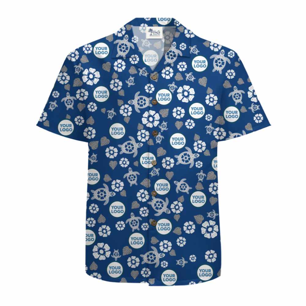 Ocean Inspired Custom Logo Hawaiian Shirt with Unique Flower Patterns