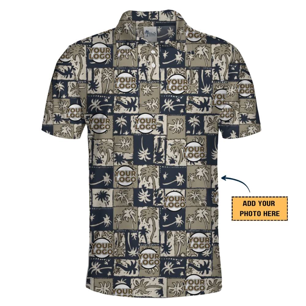 Rustic Navy and Beige Polo Shirt with Customizable Logo Integration