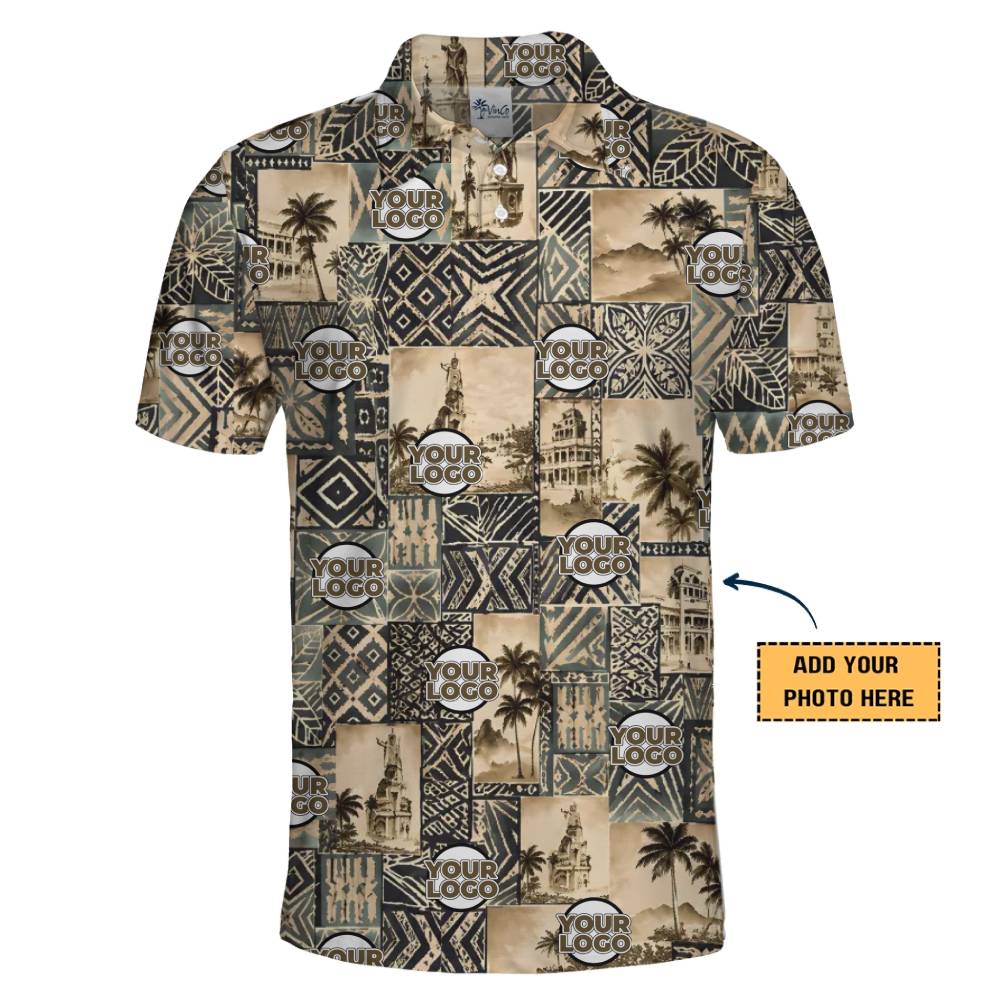 Custom Polo Shirt with Retro-Inspired Design and Logo Placement