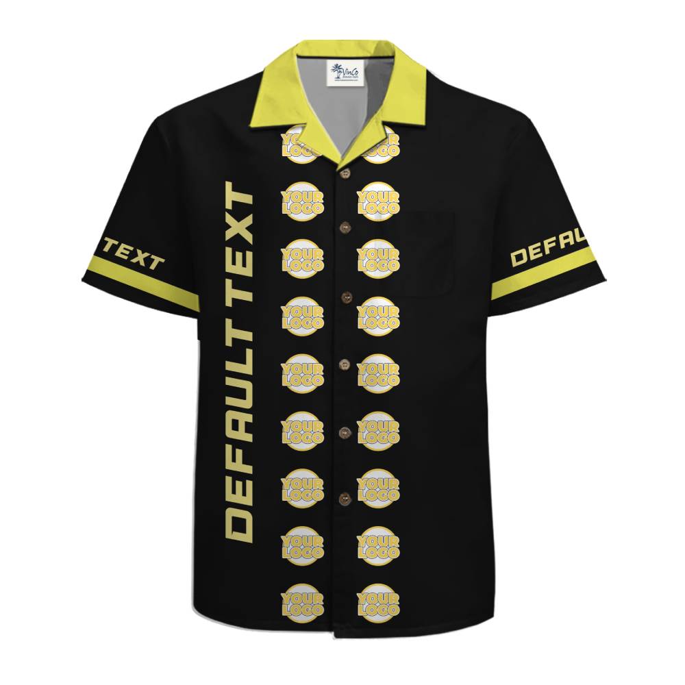 Customizable Corporate Hawaiian Shirt with Yellow Collar and Logo