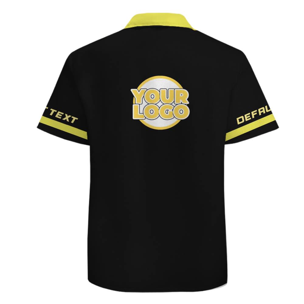 Customizable Corporate Hawaiian Shirt with Yellow Collar and Logo