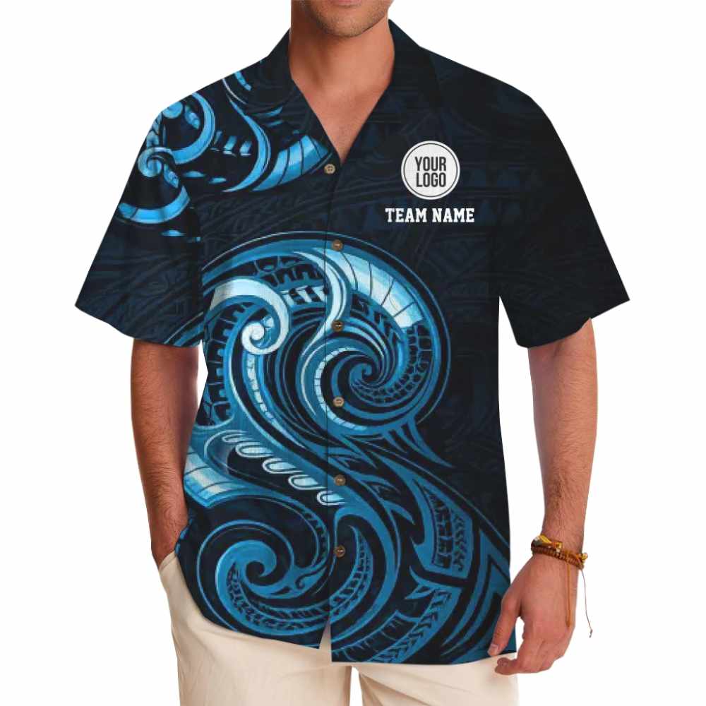 Modern Tribal-Inspired Custom Logo Hawaiian Shirt for Companies - variant image 1