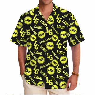 Custom Hawaiian Shirt with All Over Logo Branding Live Preview