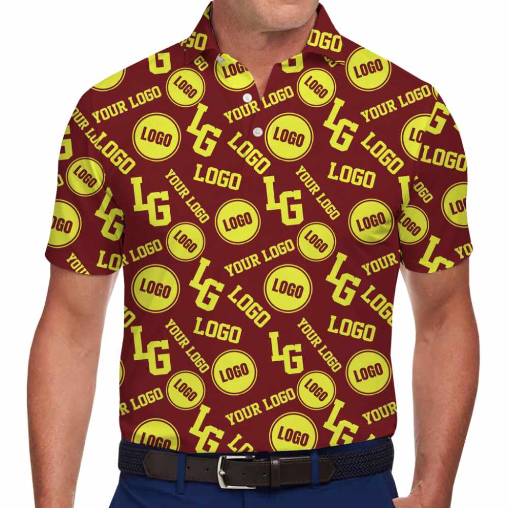 Personalized Polo Shirt With All Over Print Company Logo - variant image 1