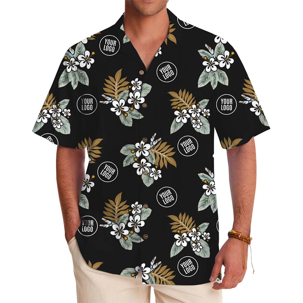 Custom Logo Tropical Floral Hawaiian Shirt - variant image 1