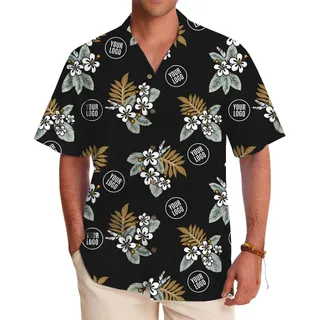 Custom Logo Tropical Floral Hawaiian Shirt