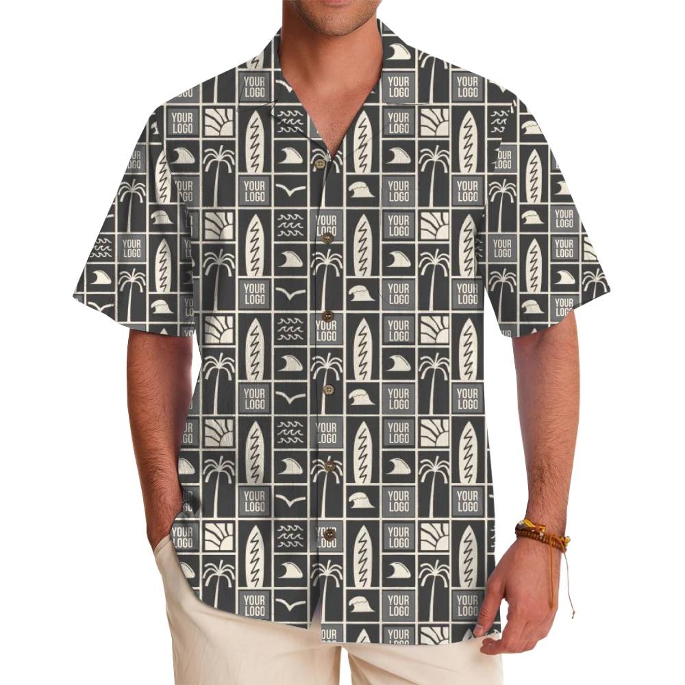 Stylish Beach Print Hawaiian Shirt with Custom Branding - variant image 1