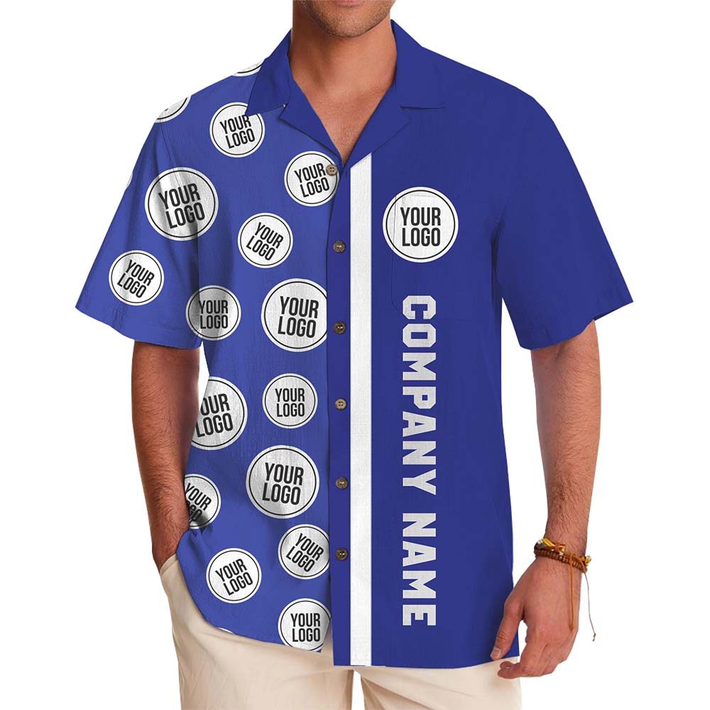 Custom Logo and Text Color Block Hawaiian Shirt - variant image 1