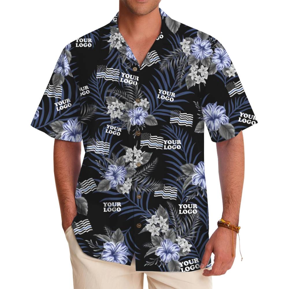 Customizable Hawaiian Shirt with Stylish Palm Leaves and Logo - variant image 1