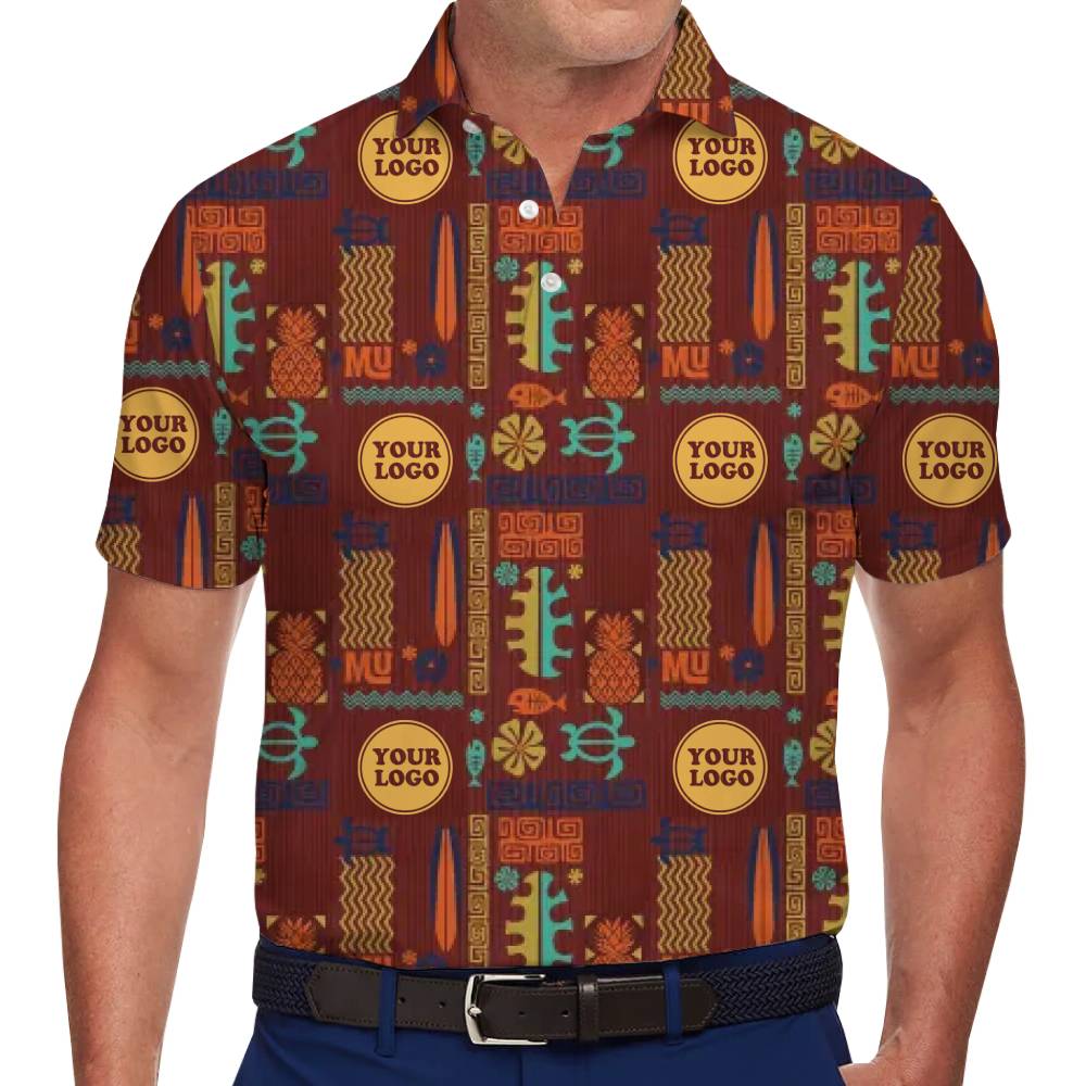 Premium Custom Logo Polo Shirt with Vibrant Tribal Patterns - variant image 1