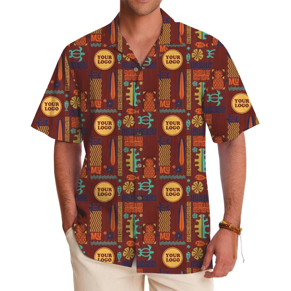 Custom Tribal Style Hawaiian Shirt for Teams with Logo Branding - variant image 1