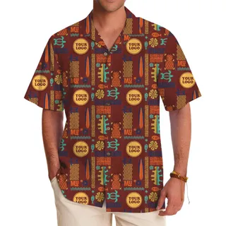 Custom Tribal Style Hawaiian Shirt for Teams with Logo Branding