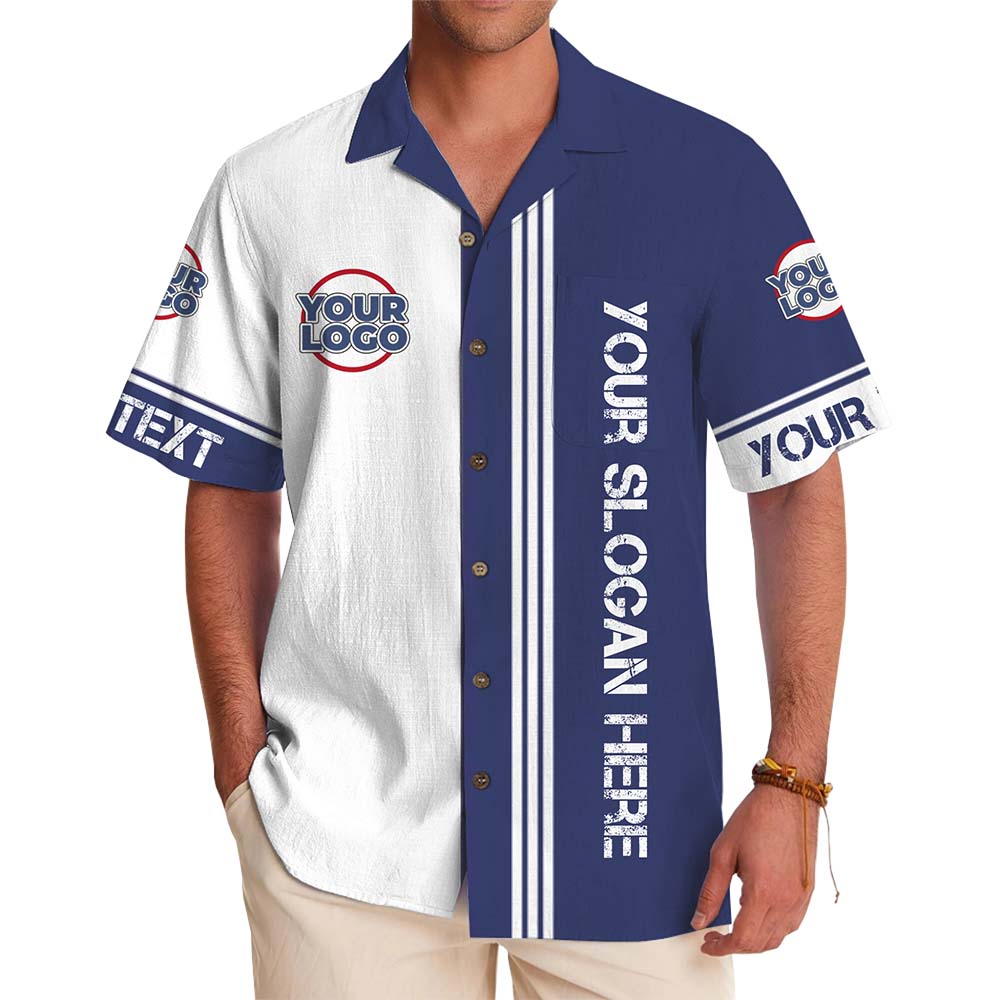 Two-Tone Custom Logo and Text Button Up Shirt With Preview - variant image 1