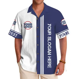 Two-Tone Custom Logo and Text Button Up Shirt With Preview