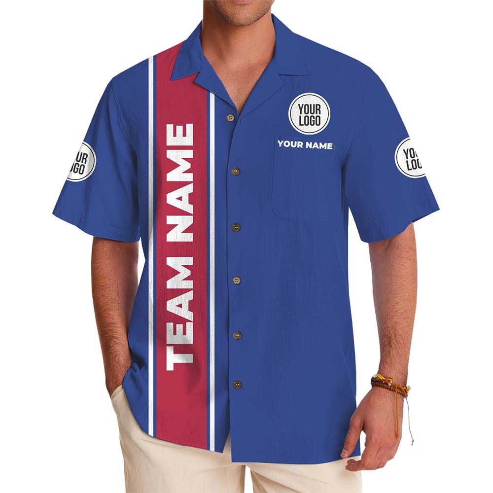 Team Edition Custom Stripe Hawaiian Shirt with Logo and Name - variant image 1