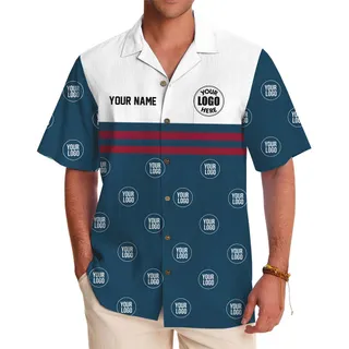 Modern Colorblock Personalized Button Up Shirt With Logo and Name