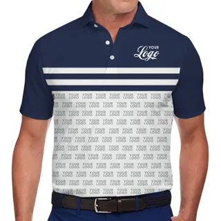 Custom Classic Polo with All-Over Logo Print Design