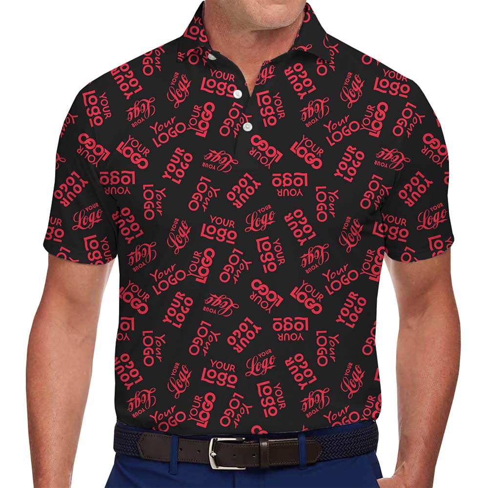 Custom Logo Repeat Collared Polo Shirt With Live Preview - variant image 1