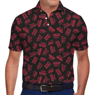 Custom Logo Repeat Collared Polo Shirt With Live Preview