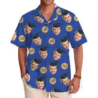 Custom Logo And Face Graduation Hawaiian Shirt With Preview