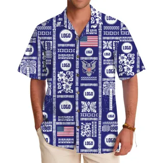 Patriotic Custom Hawaiian Shirt with Company Logo Design