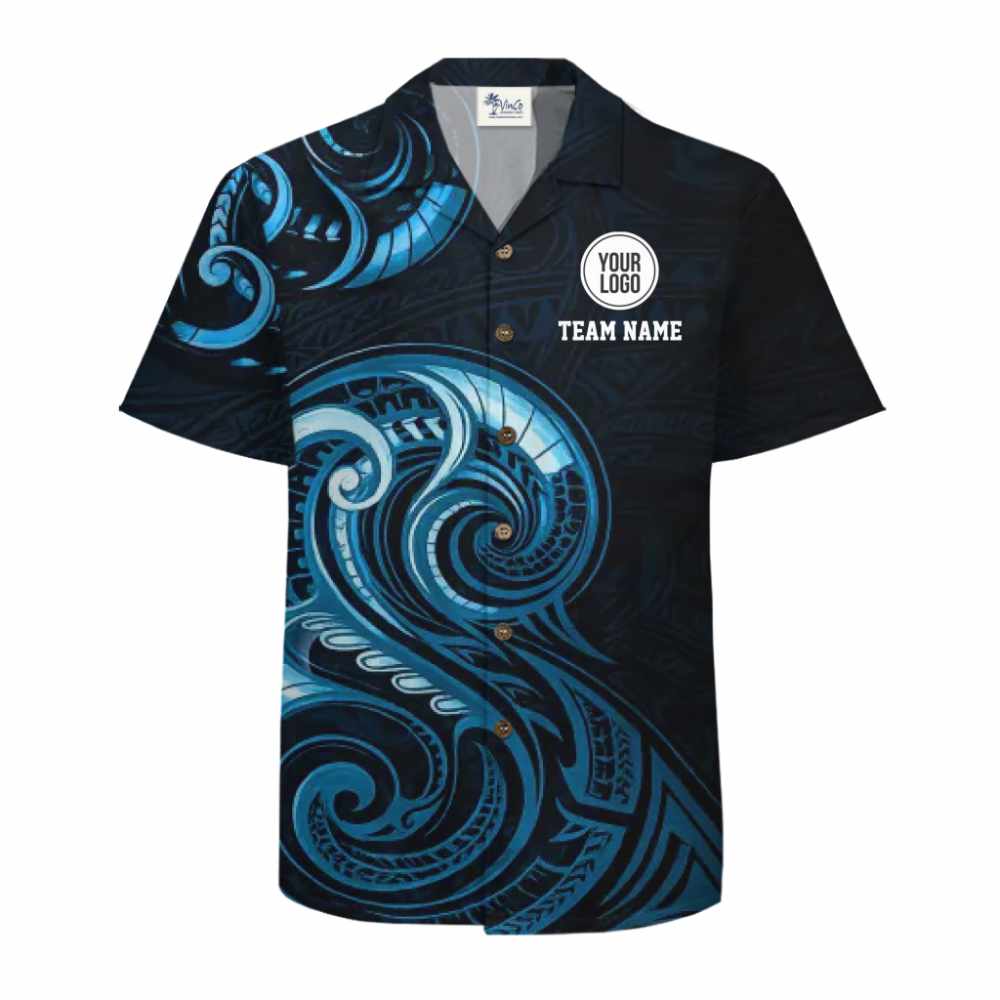 Modern Tribal-Inspired Custom Logo Hawaiian Shirt for Companies
