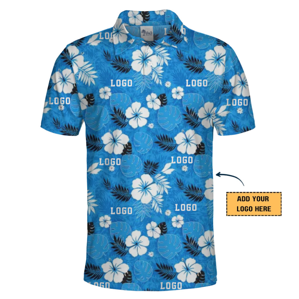 Stylish Custom Logo Polo Shirt with Tropical Inspired Florals