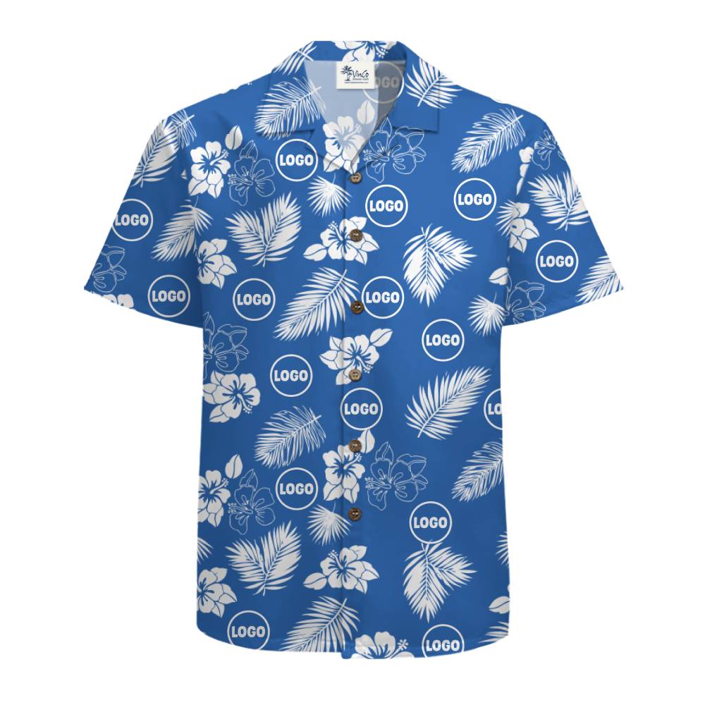 Tropical Hawaiian Shirt with All-Over Logo and Floral Print