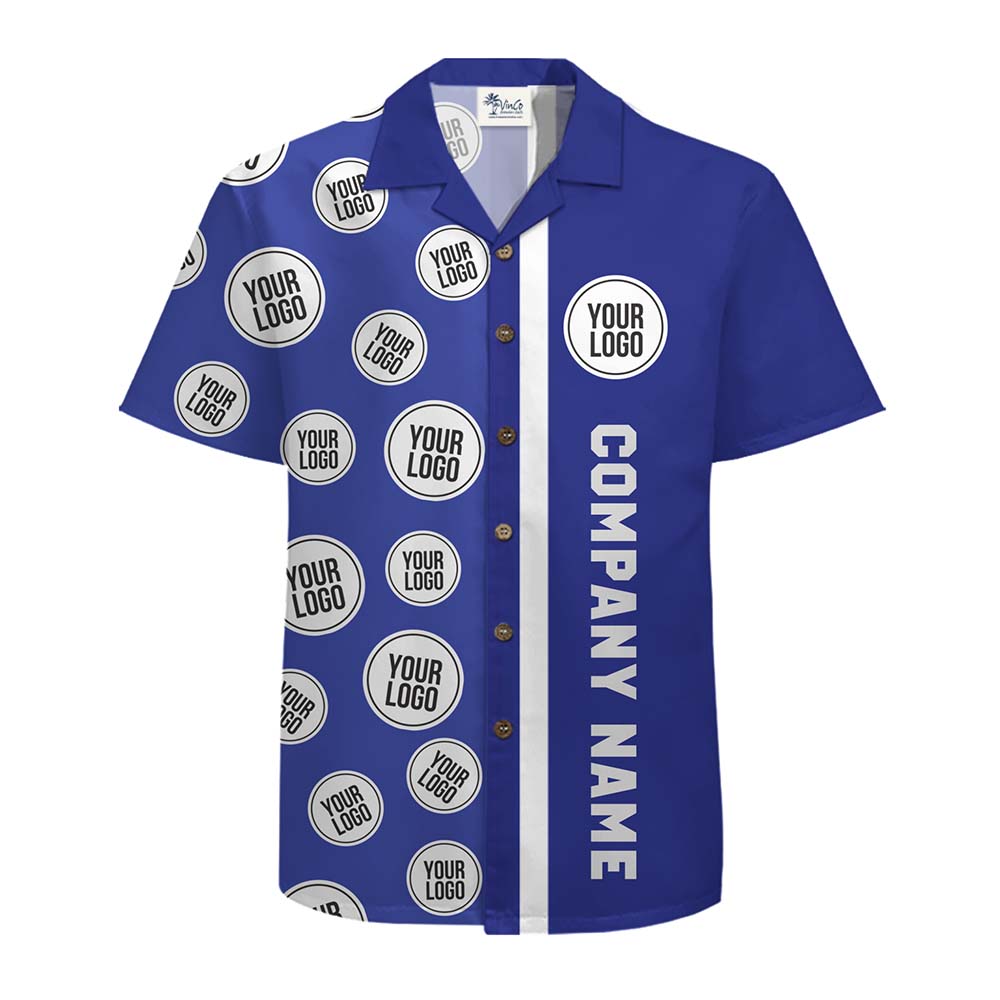 Custom Logo and Text Color Block Hawaiian Shirt