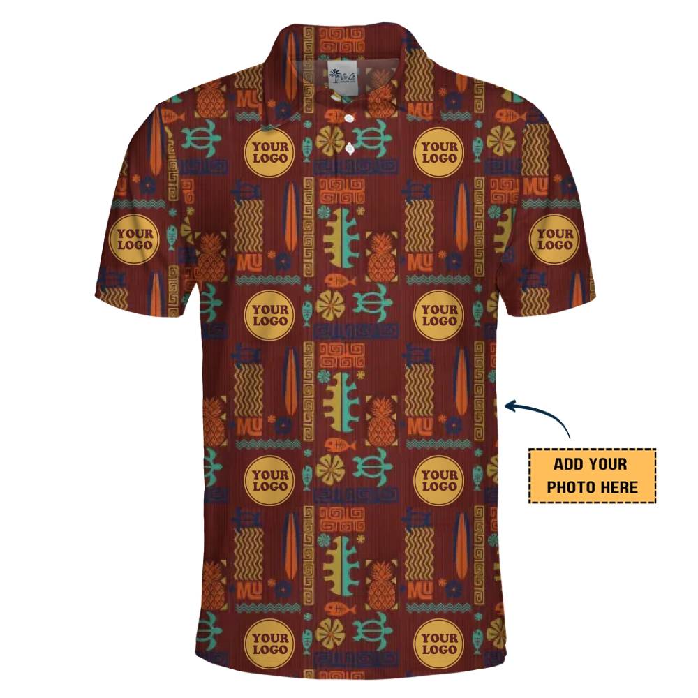 Premium Custom Logo Polo Shirt with Vibrant Tribal Patterns