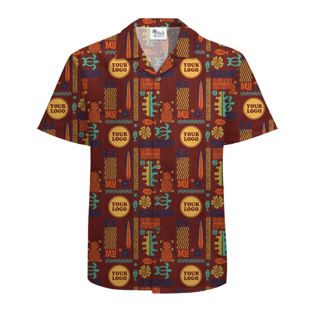 Custom Tribal Style Hawaiian Shirt for Teams with Logo Branding