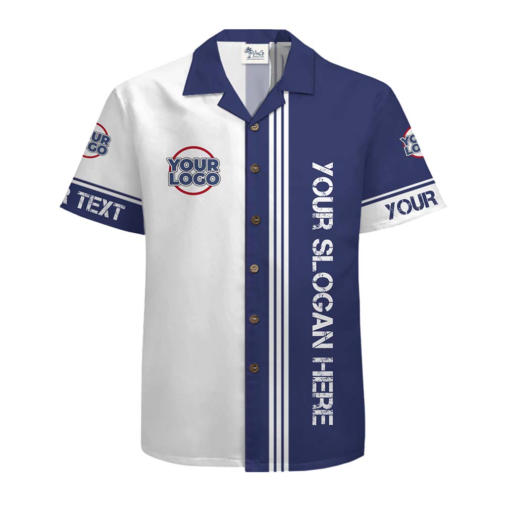 Two-Tone Custom Logo and Text Button Up Shirt With Preview
