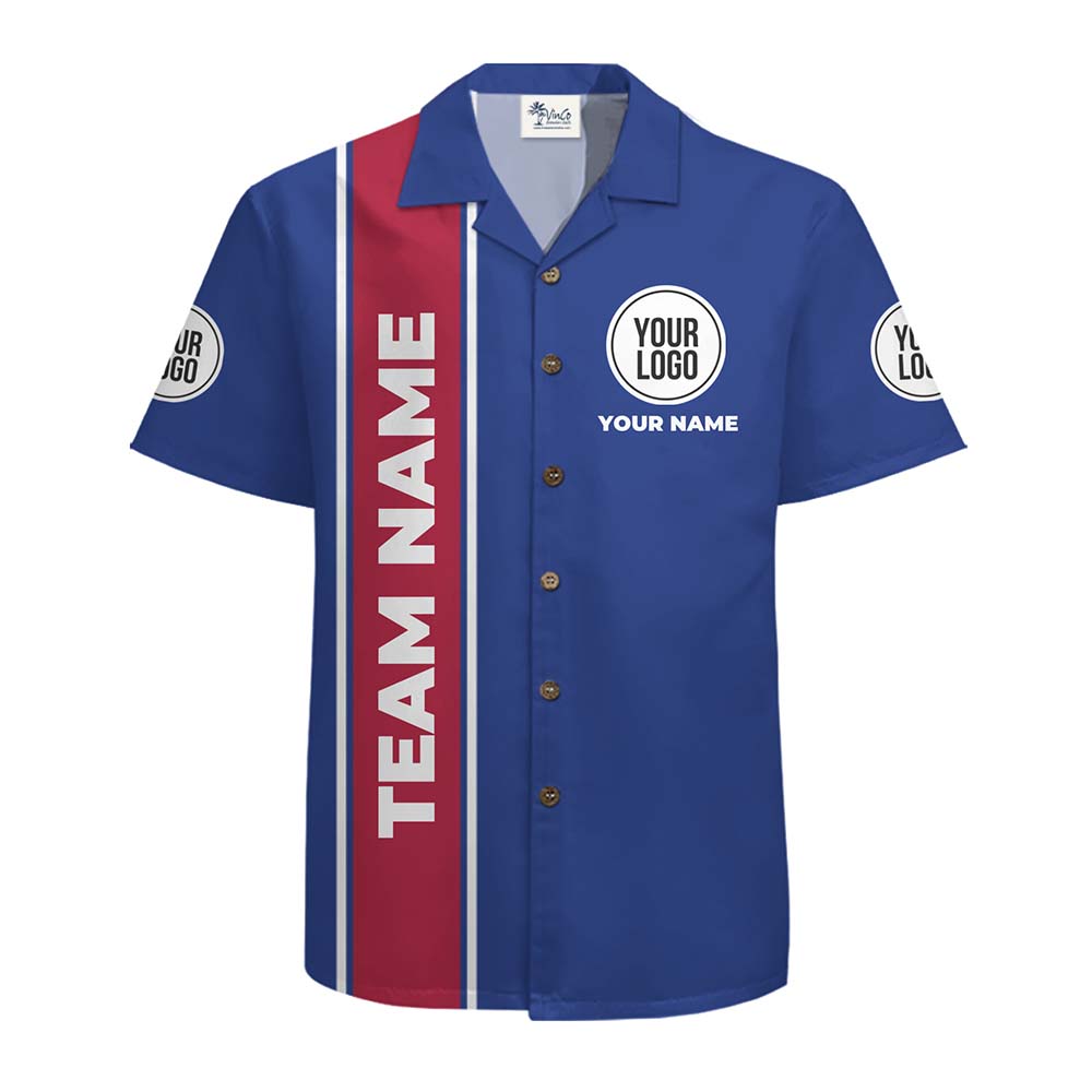 Team Edition Custom Stripe Hawaiian Shirt with Logo and Name