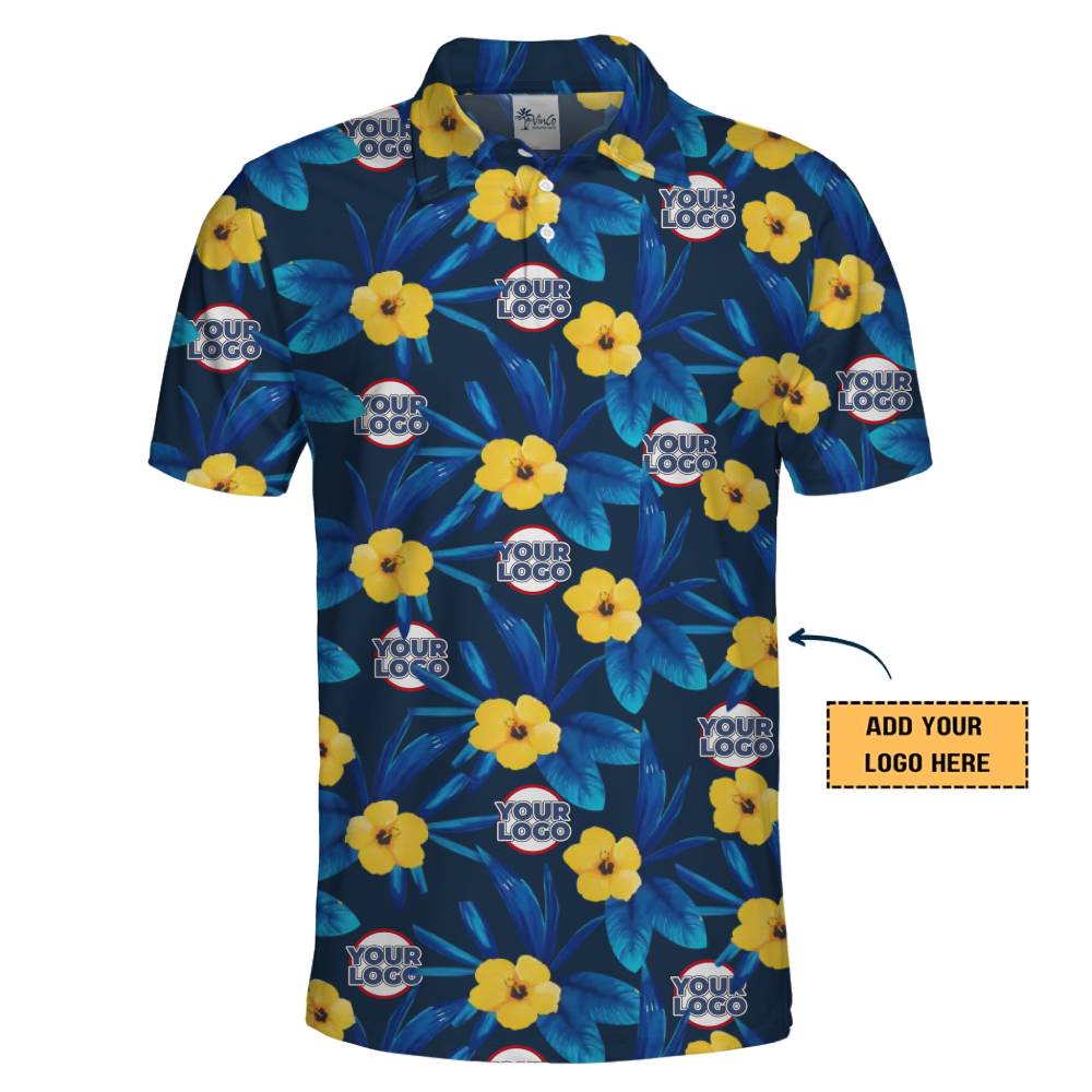 Vibrant Tropical Polo Shirt with Logo Personalization for Teams