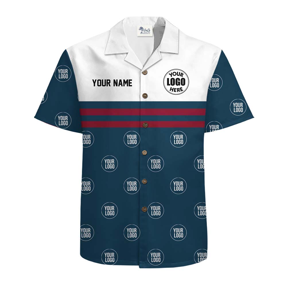 Modern Colorblock Personalized Button Up Shirt With Logo and Name