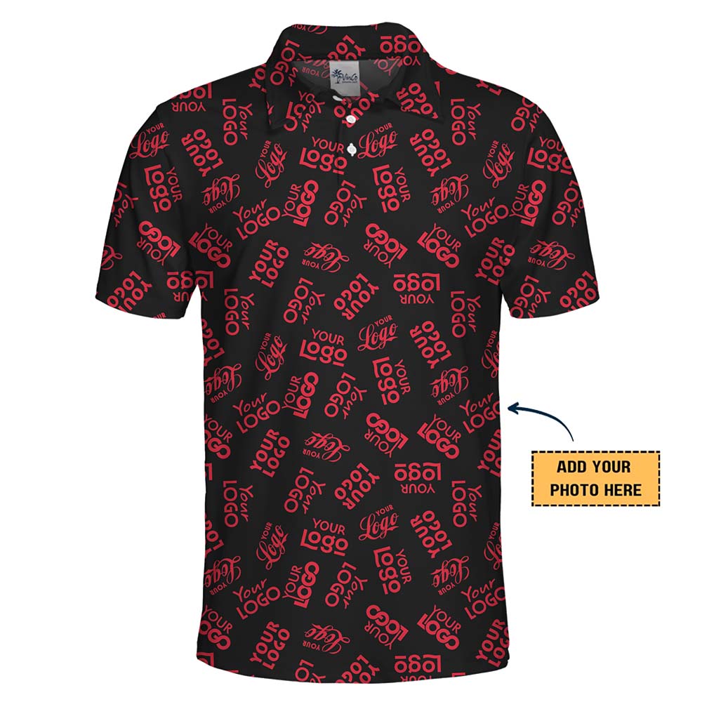 Custom Logo Repeat Collared Polo Shirt With Live Preview