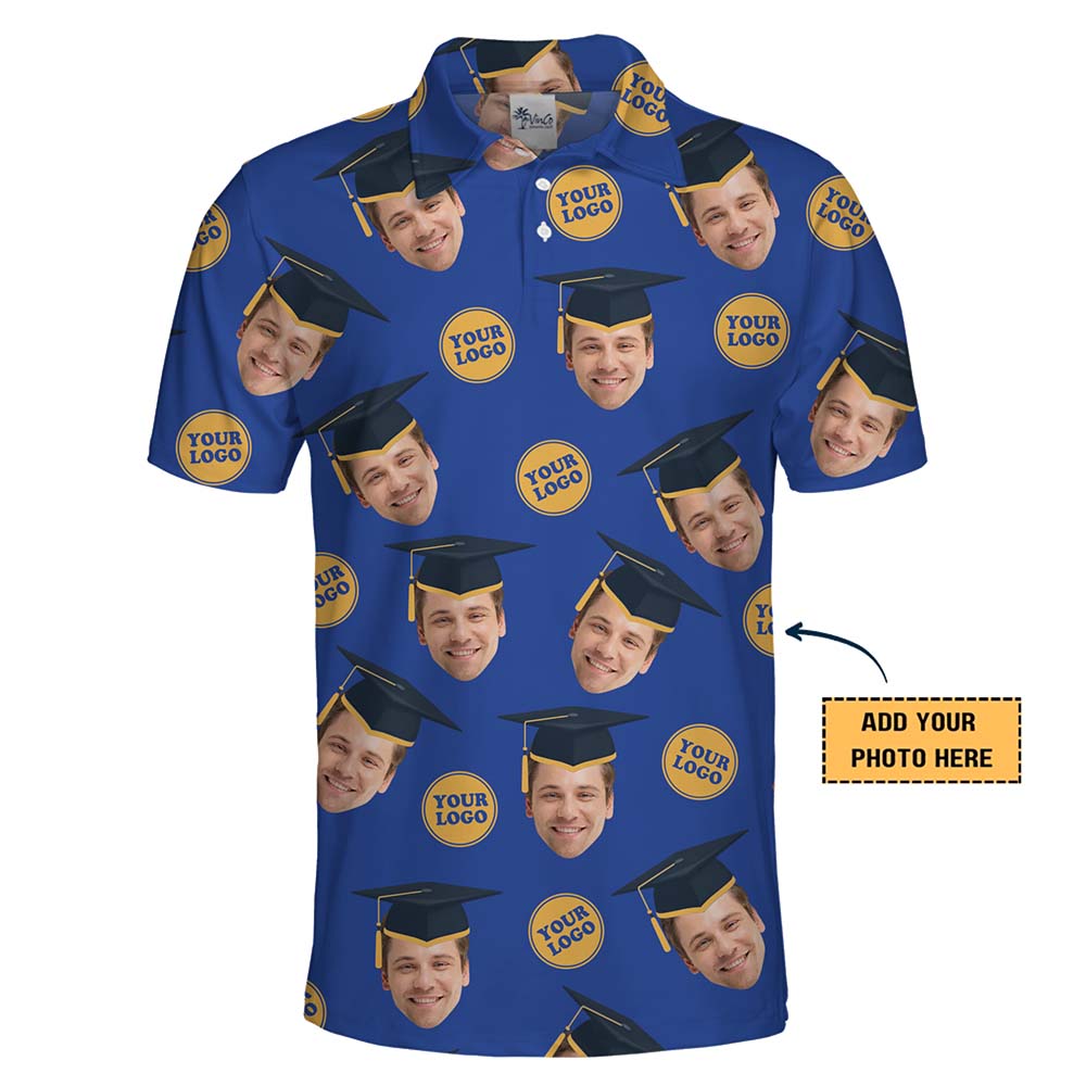 Graduation Spotlight Custom Face And Logo Polo Shirt