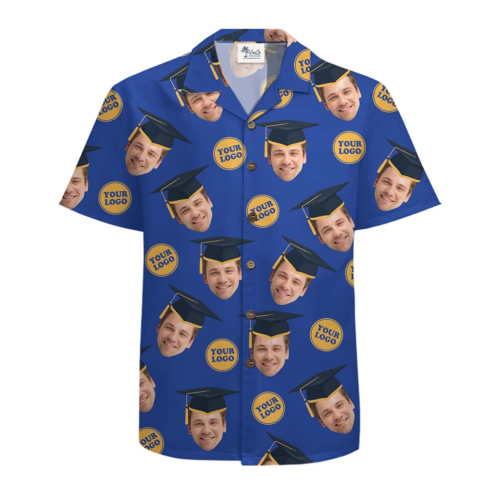 Custom Logo And Face Graduation Hawaiian Shirt With Preview