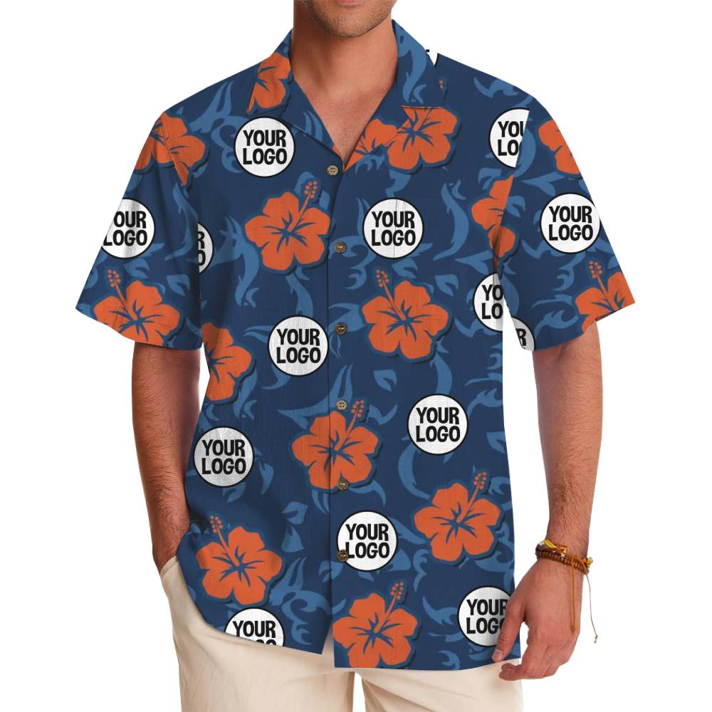 Custom Logo Tropical Hawaiian Shirt with Vibrant Hibiscus Pattern - variant image 1