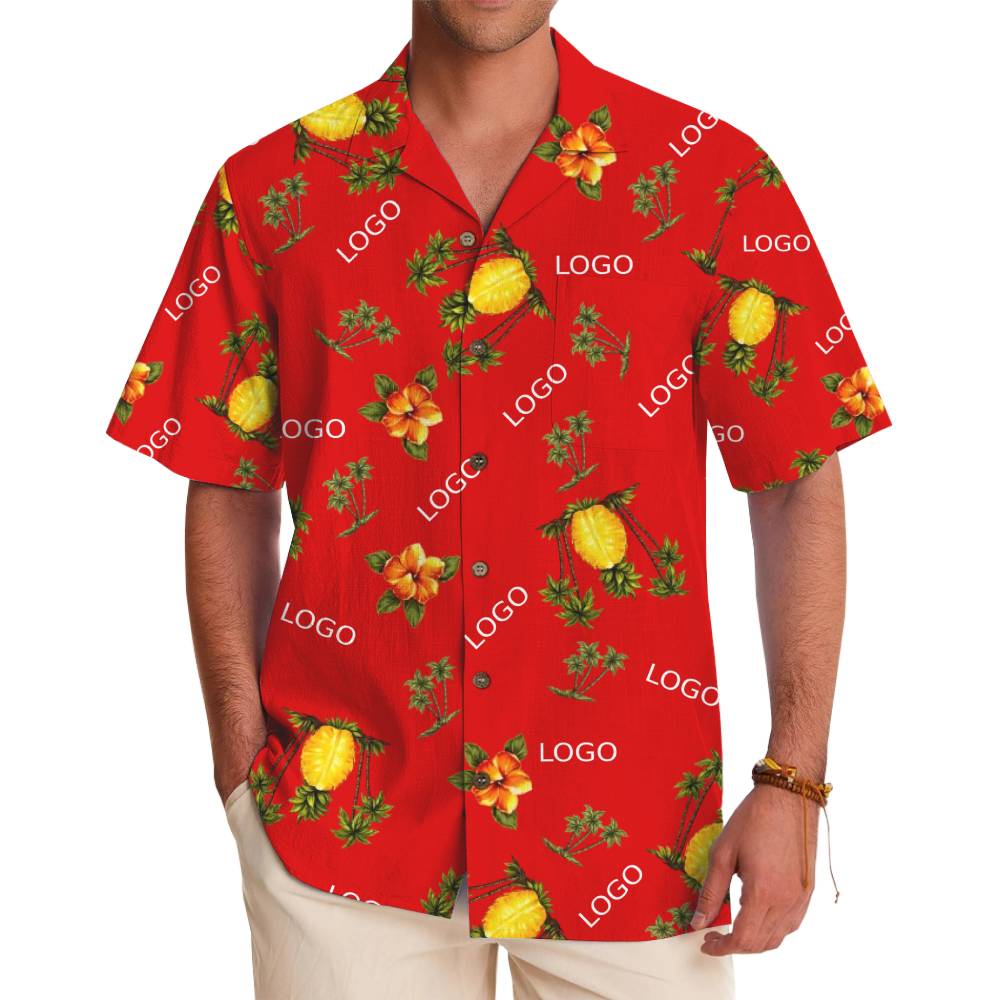 Custom Logo Hawaiian Shirt with Bright Floral and Pineapple Graphics - variant image 1