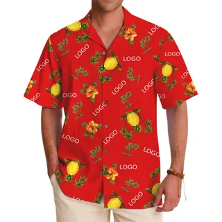 Custom Logo Hawaiian Shirt with Bright Floral and Pineapple Graphics