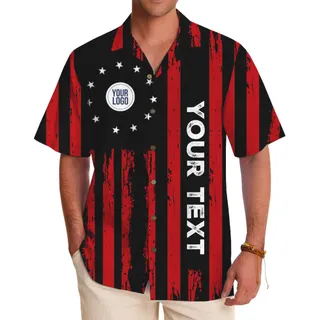 Custom Logo and Text Flag-Inspired Hawaiian Shirt for Teams