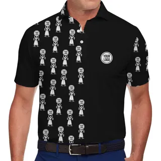 Custom Trophy Print Polo Shirt with Logo Personalization