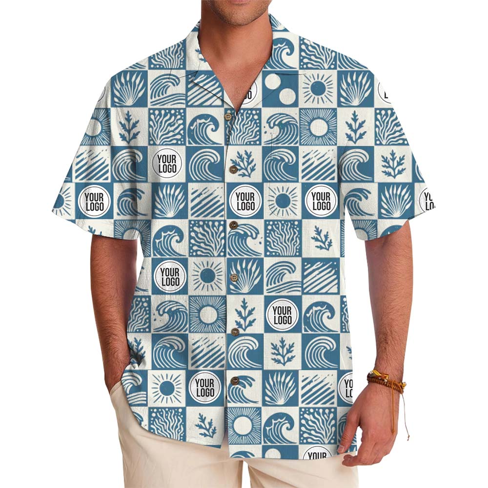 Ocean Emblem All Over Logo Hawaiian Shirt With Preview - variant image 1